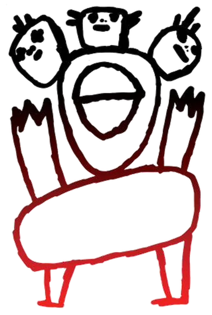 Ilustración de la cubierta: una figura con tres cabezas sobre un mismo cuerpo